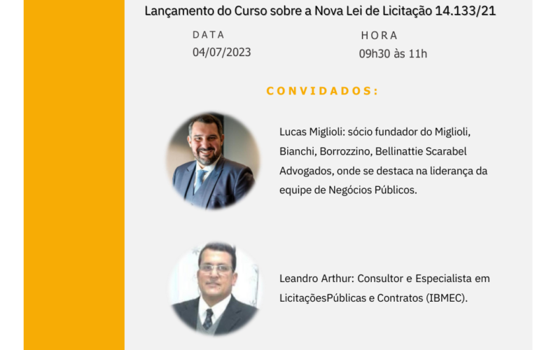 Curso “Nova Lei de Licitação 14.133/21” ministrado por Lucas Miglioli